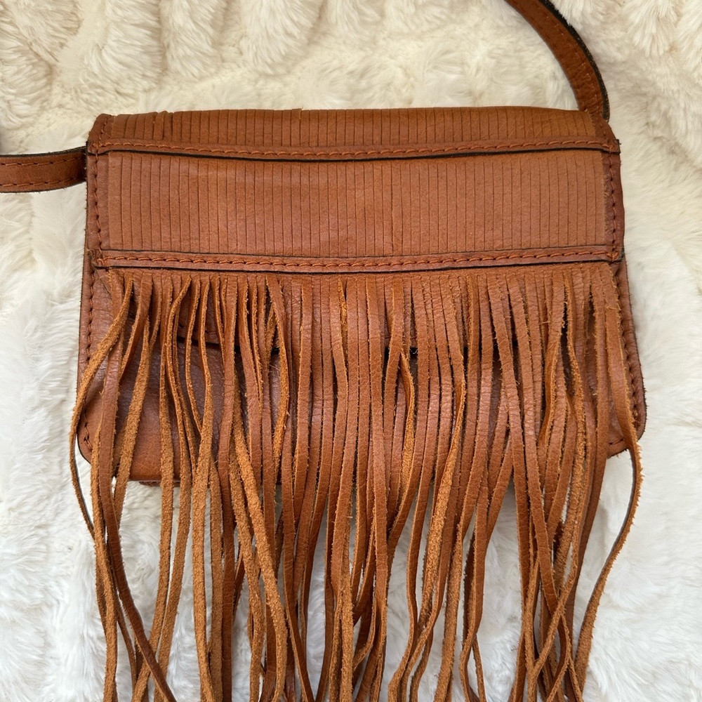 Patricia Nash Brown Leather Fringe Crossbody Bag